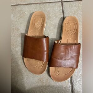 B.O.C Born Eternia Tan Comfort Boho Slide Sandals Womens Sz 8 Faux-Leather